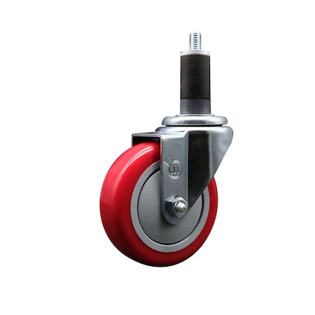 Service Caster 4'' Red Poly Wheel Swivel 1-1/4'' Expanding Stem Caster SCC-EX20S414-PPUB-RED-114
